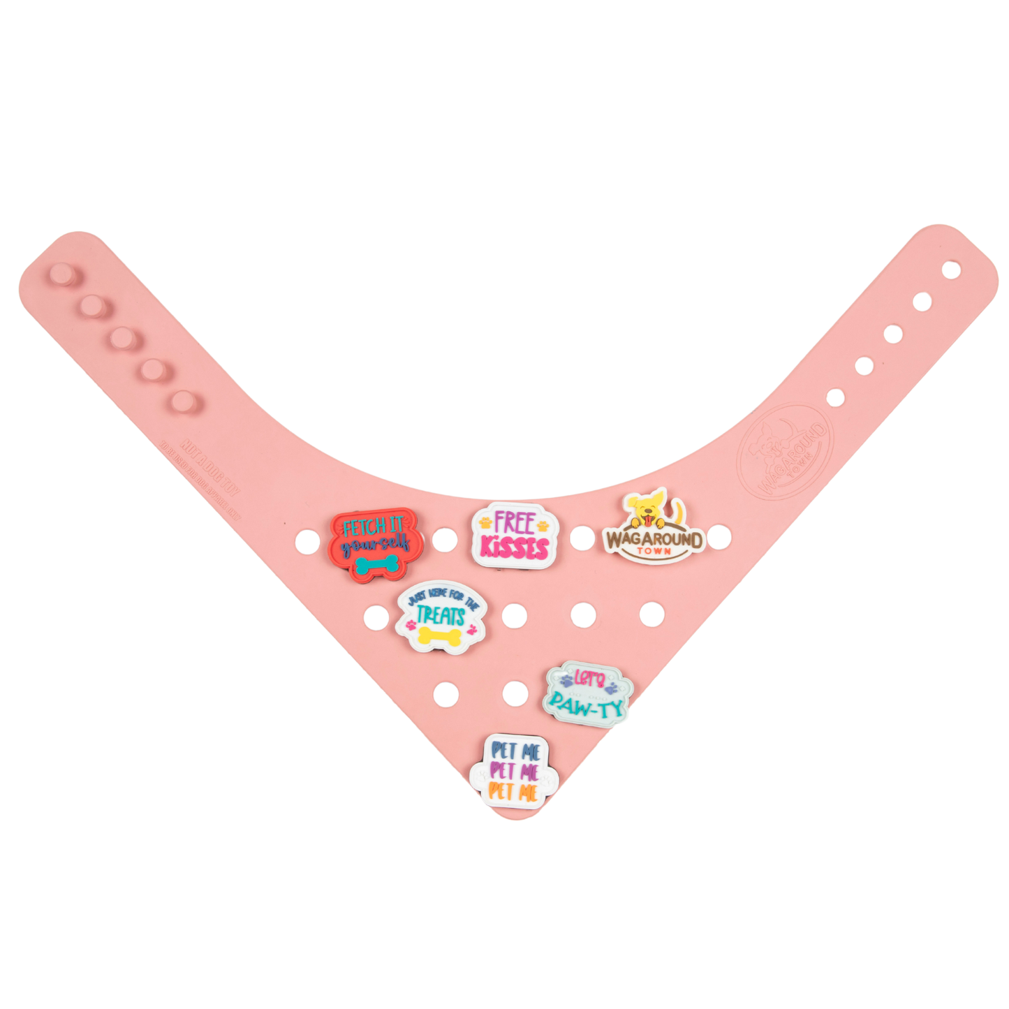 Rubber Dog Bandana with Charms - Pink