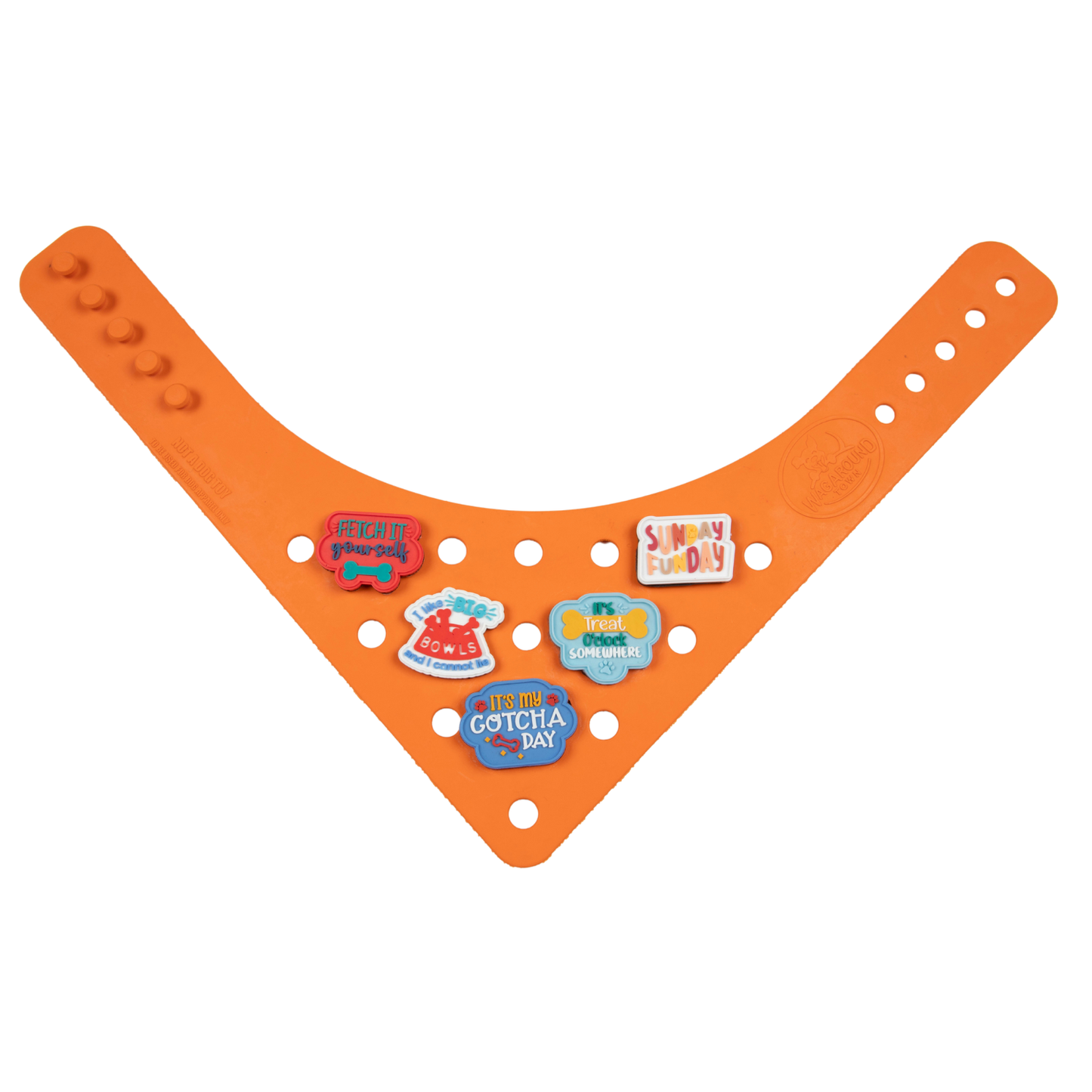 Rubber Dog Bandana with Charms - Orange