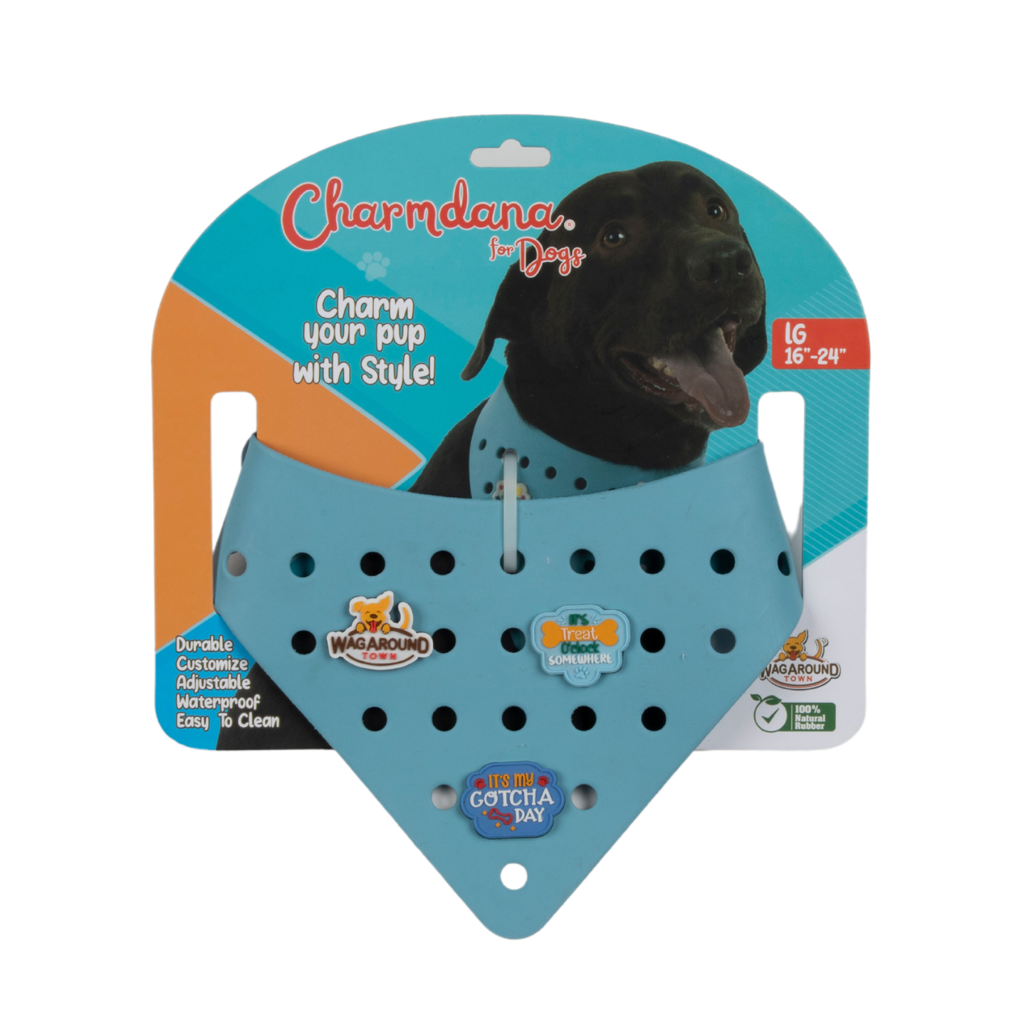 Rubber Dog Bandana with Charms - Blue