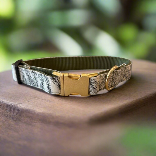 Leaf Print Canvas Dog Collar