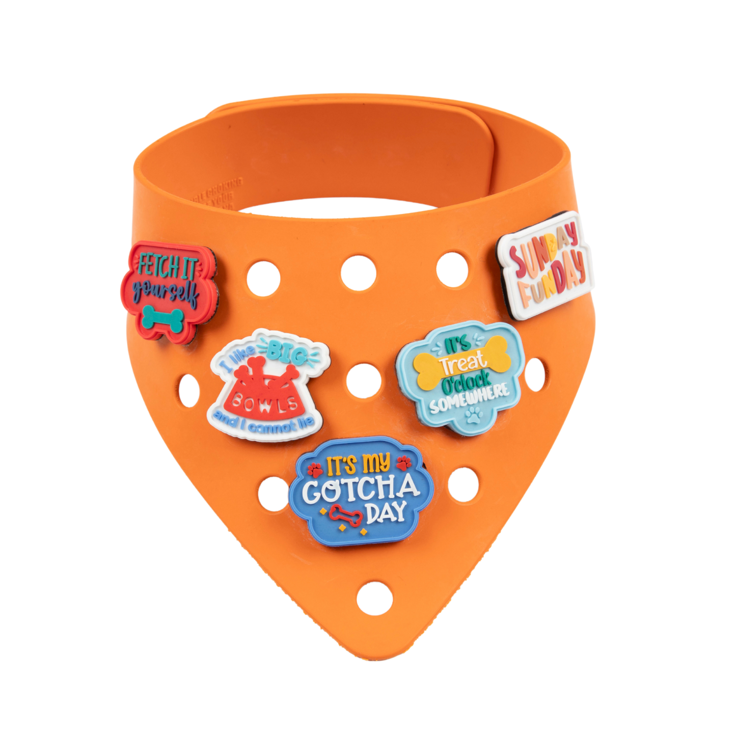 Rubber Dog Bandana with Charms - Orange