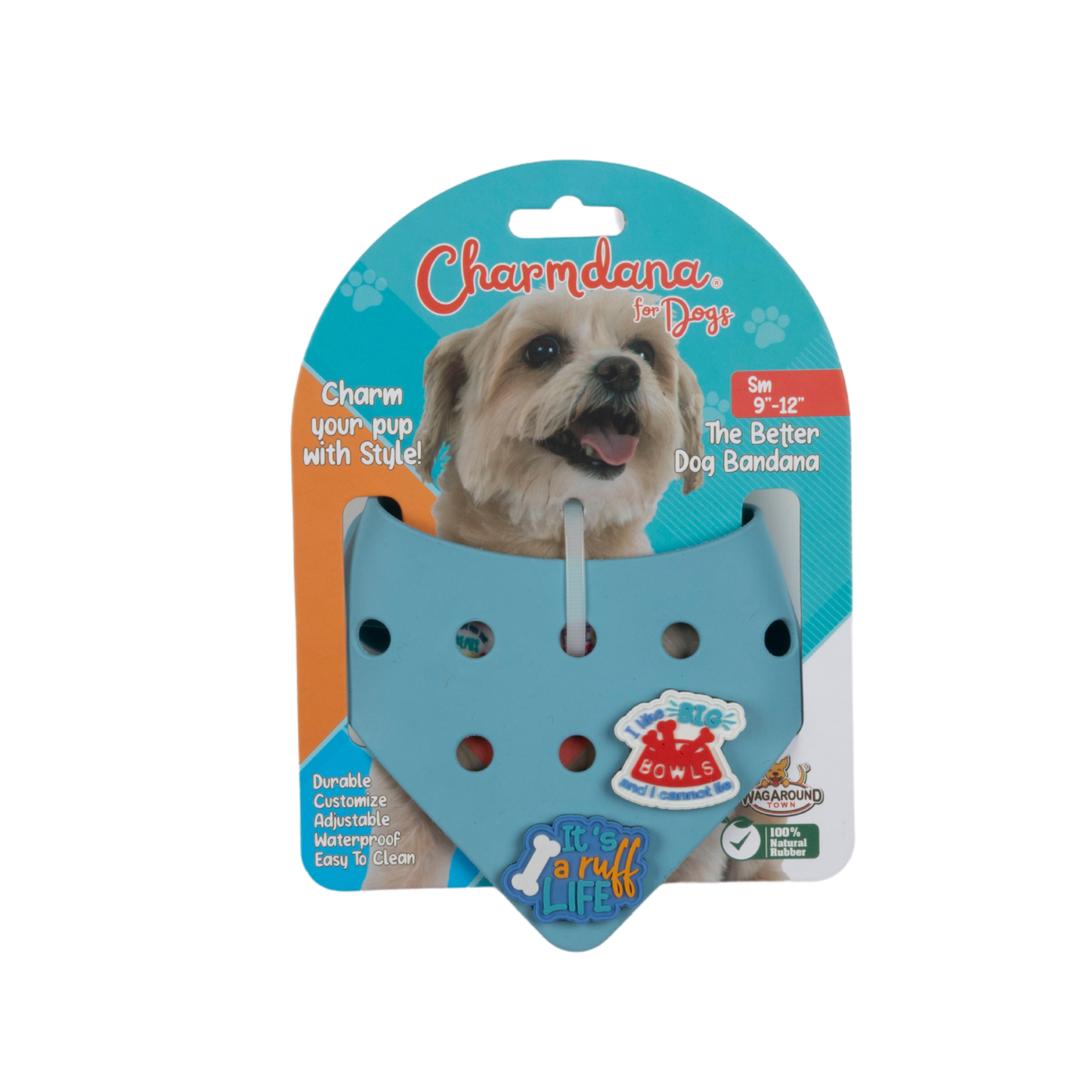 Rubber Dog Bandana with Charms - Blue